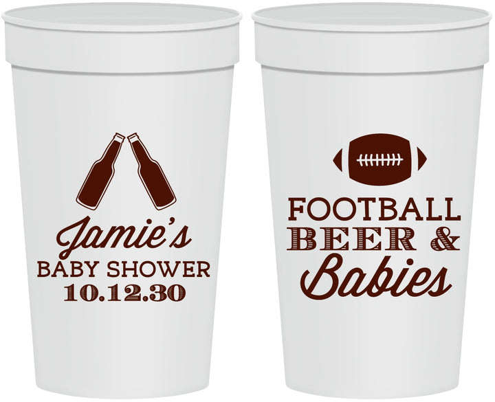 Personalized Baby Shower 32 oz Stadium Cups - Football Beer Babies | 90147