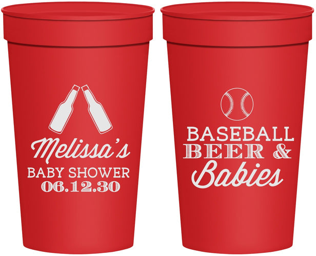 Personalized Baby Shower 32 oz Stadium Cups - Baseball Beer Diapers | 90149