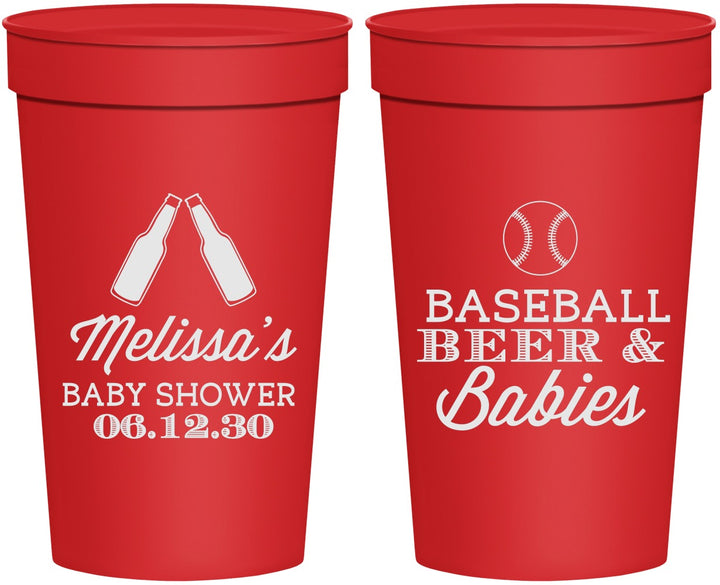 Personalized Baby Shower 32 oz Stadium Cups - Baseball Beer Diapers | 90149