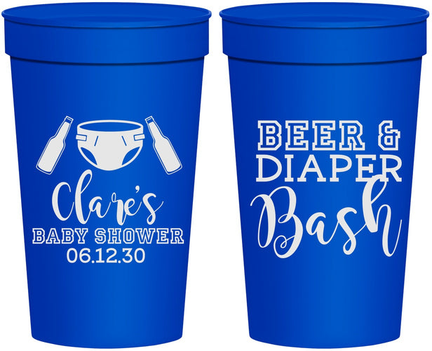 Personalized Baby Shower 32 oz Stadium Cups - Beer Diapers Bash | 90151