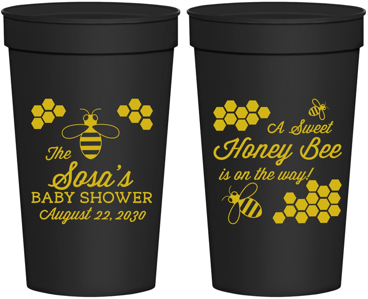 Personalized Baby Shower 32 oz Stadium Cups - Honey Bee | 90154