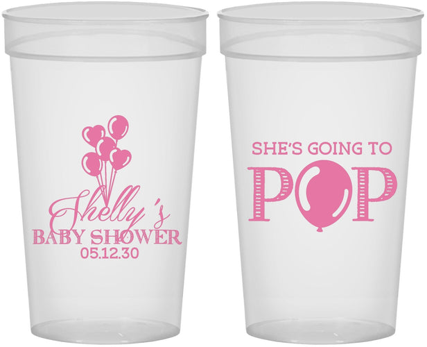 Personalized Baby Shower 32 oz Stadium Cups - Shes Going To Pop | 90157