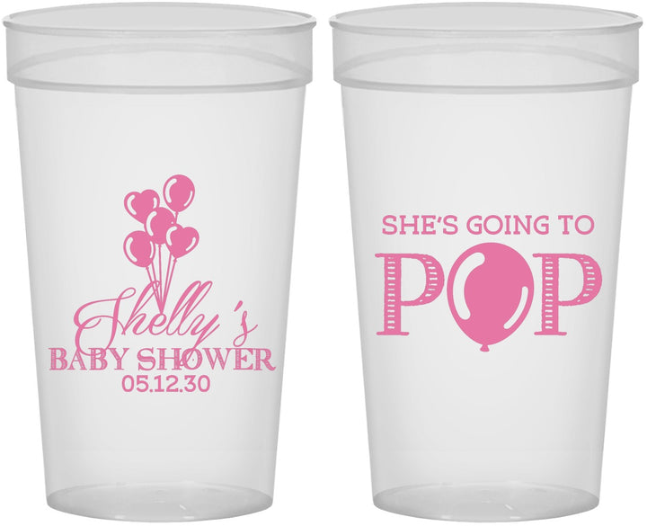 Personalized Baby Shower 32 oz Stadium Cups - Shes Going To Pop | 90157