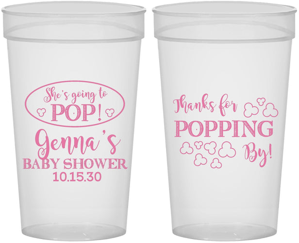 Personalized Baby Shower 32 oz Stadium Cups - Popping By | 90158