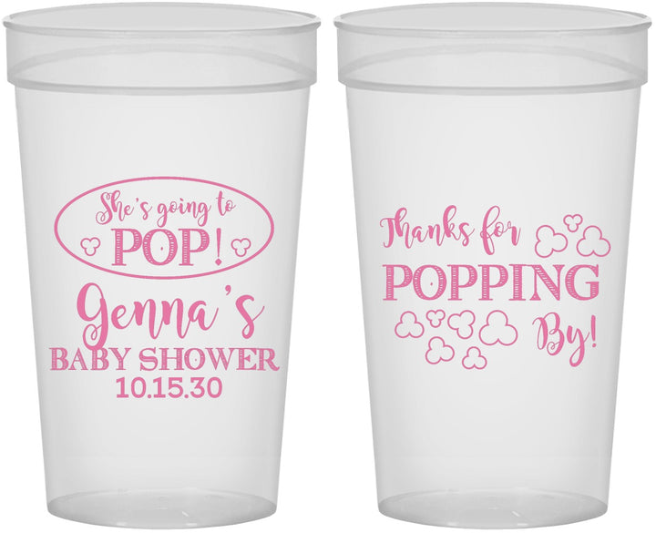 Personalized Baby Shower 32 oz Stadium Cups - Popping By | 90158