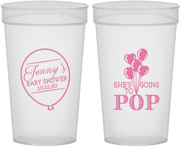 Personalized Baby Shower 32 oz Stadium Cups - Shes Going To Pop | 90160