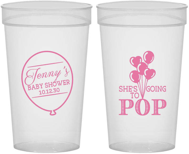 Personalized Baby Shower 32 oz Stadium Cups - Shes Going To Pop | 90160
