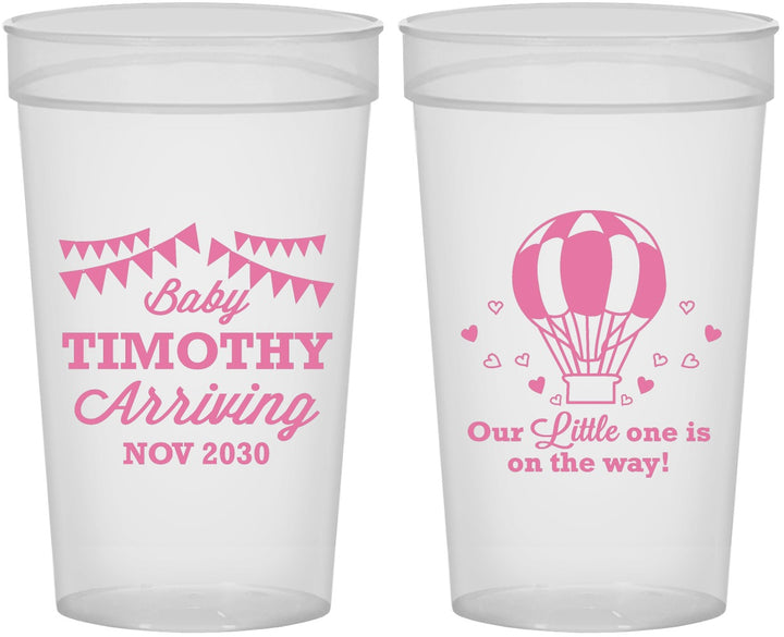 Personalized Baby Shower 32 oz Stadium Cups - Hot Air Balloon | 90162