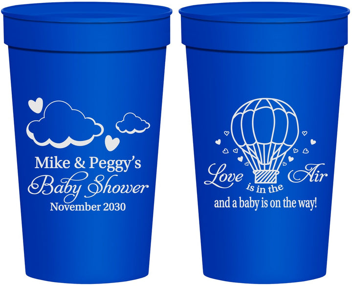 Personalized Baby Shower 32 oz Stadium Cups - Love Is In The Air | 90163