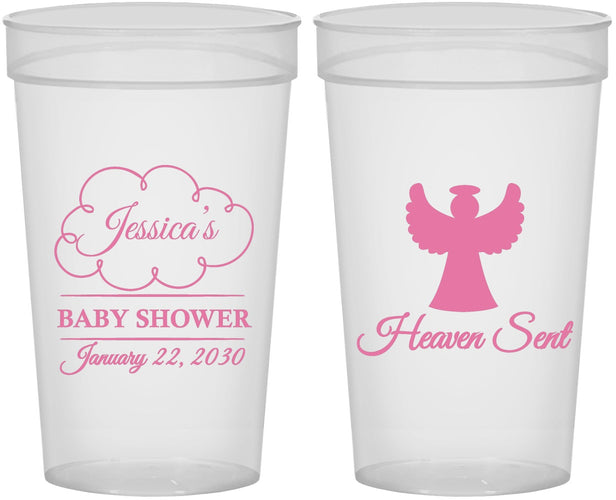 Personalized Baby Shower 32 oz Stadium Cups - Heaven Sent | 90166