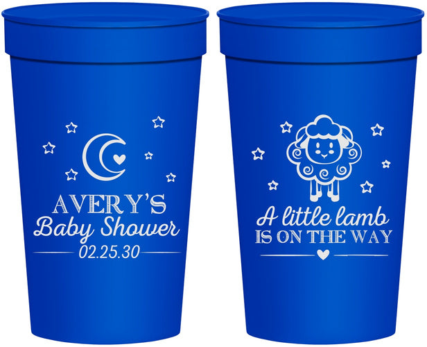 Personalized Baby Shower 32 oz Stadium Cups - Little Lamb On The Way | 90167