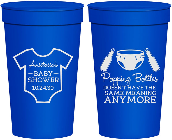 Personalized Baby Shower 32 oz Stadium Cups - Popping Bottles | 90169