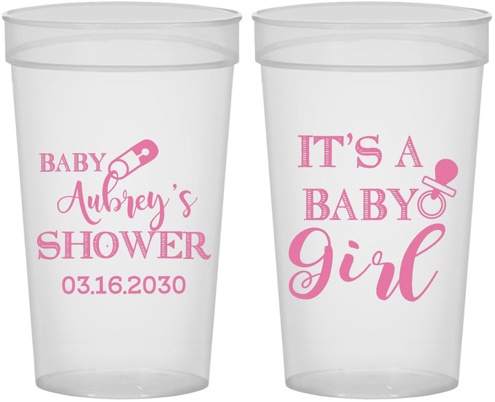 Personalized Baby Shower 32 oz Stadium Cups - Baby Girl | 90171