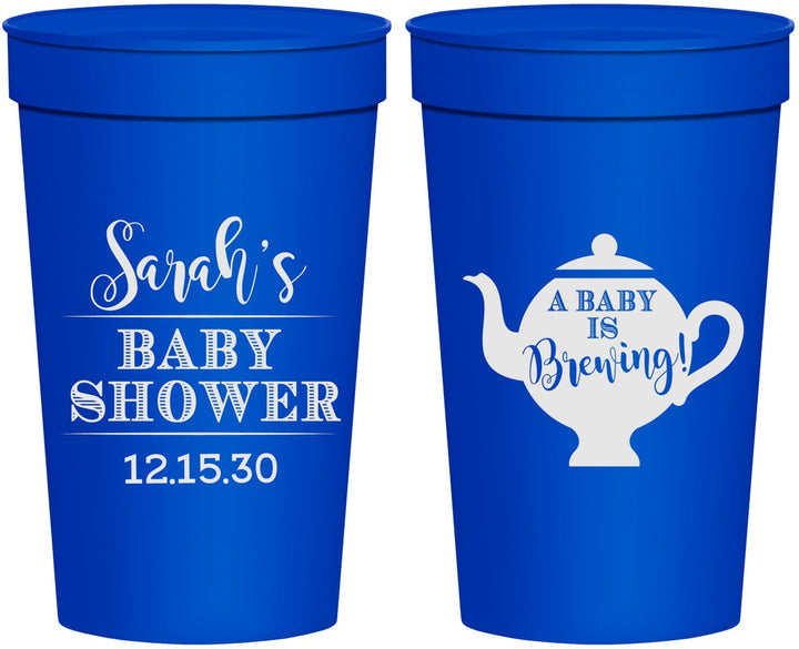 Personalized Baby Shower 32 oz Stadium Cups - Baby Is Brewing | 90172