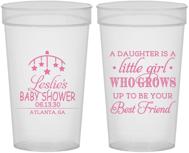 Personalized Baby Shower 32 oz Stadium Cups - Little Girls Best Friend | 90173