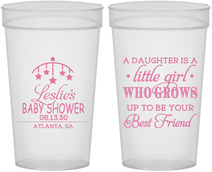 Personalized Baby Shower 32 oz Stadium Cups - Little Girls Best Friend | 90173