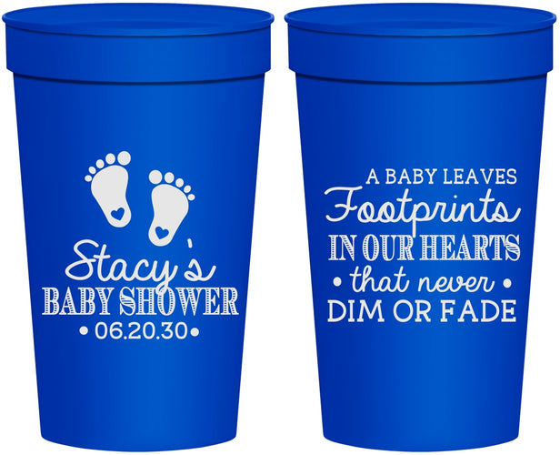 Personalized Baby Shower 32 oz Stadium Cups - Footprints | 90176