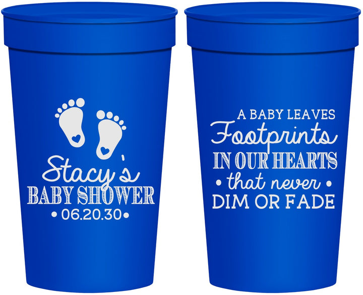 Personalized Baby Shower 32 oz Stadium Cups - Footprints | 90176