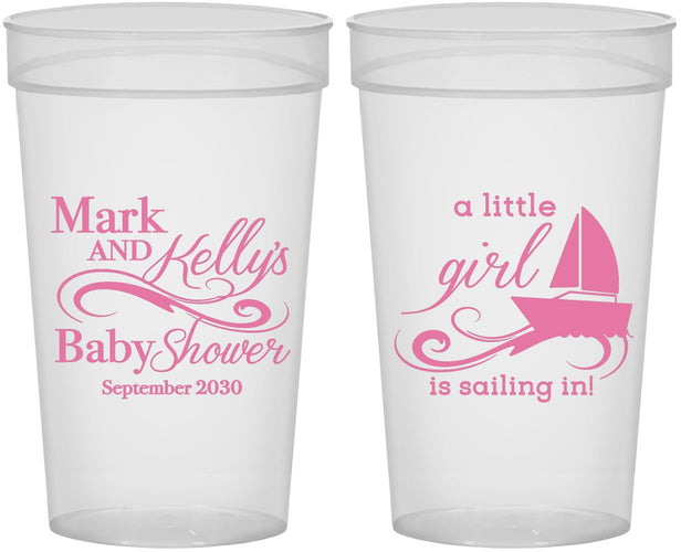 Personalized Baby Shower 32 oz Stadium Cups - Sailboat | 90178