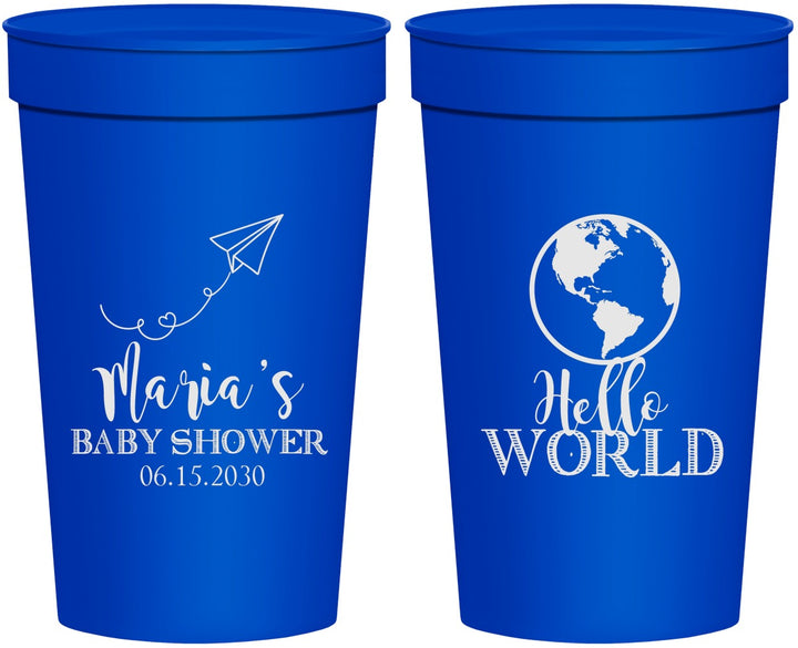 Personalized Baby Shower 32 oz Stadium Cups - Hello World | 90185