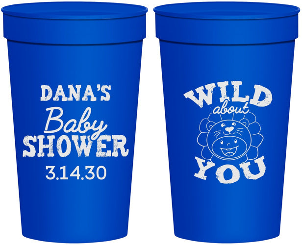 Personalized Baby Shower 32 oz Stadium Cups - Lion Wild About You | 90186