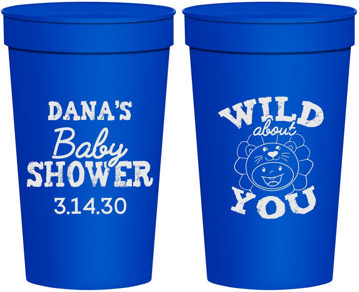 Personalized Baby Shower 32 oz Stadium Cups - Lion Wild About You | 90186
