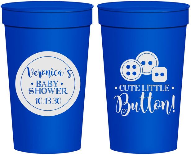Personalized Baby Shower 32 oz Stadium Cups - Cute Little Button | 90189