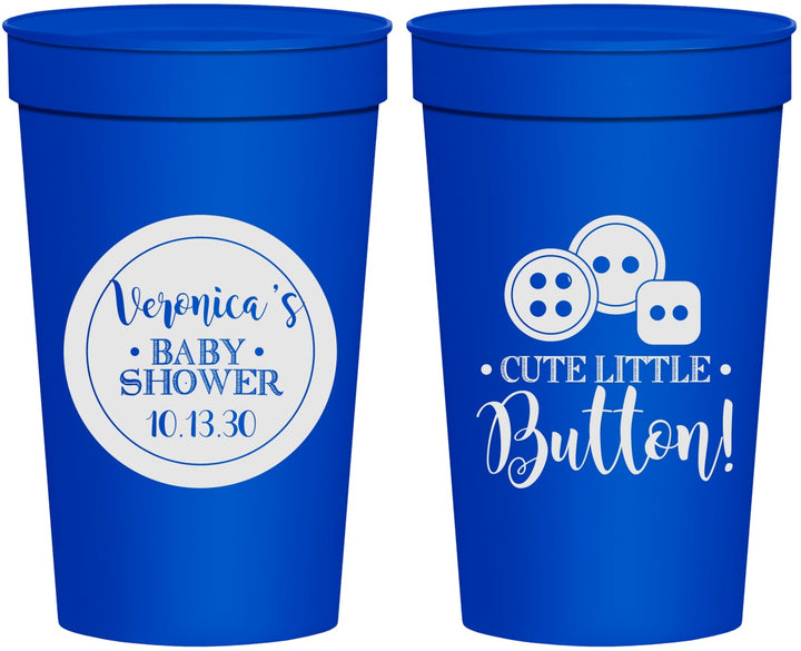 Personalized Baby Shower 32 oz Stadium Cups - Cute Little Button | 90189