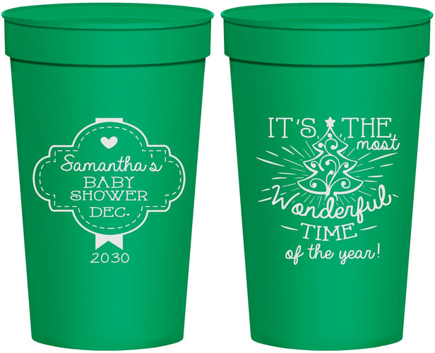 Personalized Baby Shower 32 oz Stadium Cups - Christmas | 90190