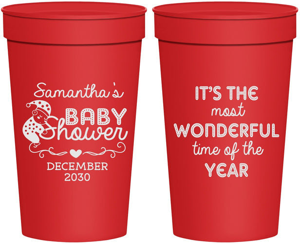Personalized Baby Shower 32 oz Stadium Cups - Christmas | 90191