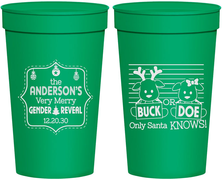 Personalized Baby Shower 32 oz Stadium Cups - Christmas Gender Reveal | 90194