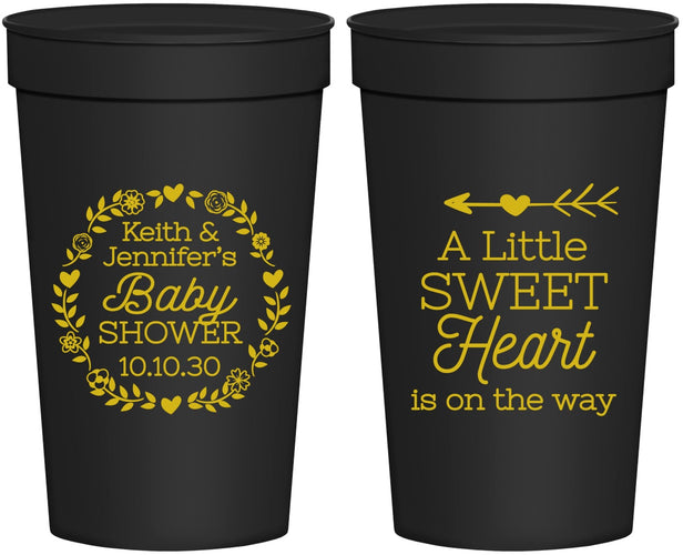 Personalized Baby Shower 32 oz Stadium Cups - Little Sweet Heart | 90195