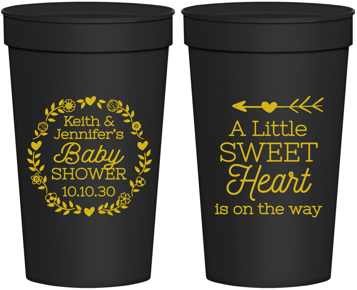 Personalized Baby Shower 32 oz Stadium Cups - Little Sweet Heart | 90195