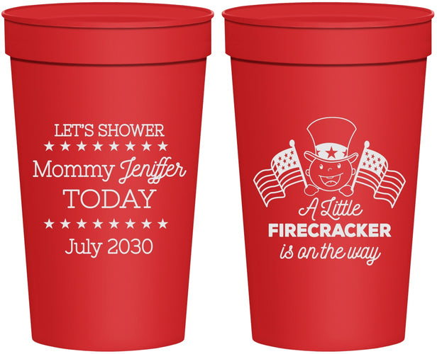 Personalized Baby Shower 32 oz Stadium Cups - Little Firecracker | 90198