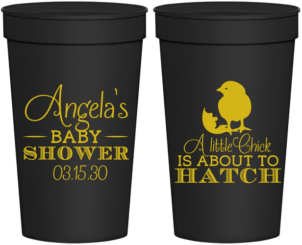 Personalized Baby Shower 32 oz Stadium Cups - Chick About To Hatch | 90199