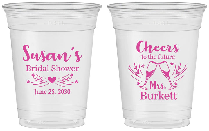 Custom Bridal Shower 16 oz Soft Sided Clear Cups - Future Mrs | 100005
