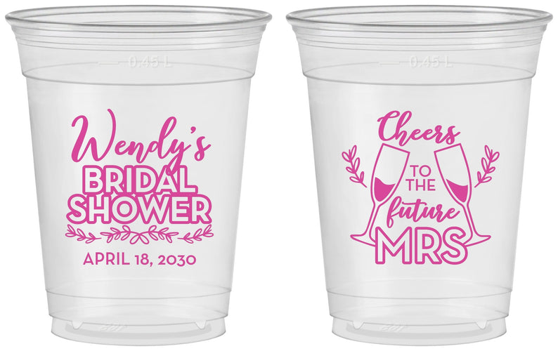 Custom Bridal Shower 16 oz Soft Sided Clear Cups - Future Mrs | 100011