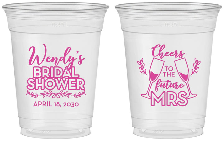 Custom Bridal Shower 16 oz Soft Sided Clear Cups - Future Mrs | 100011