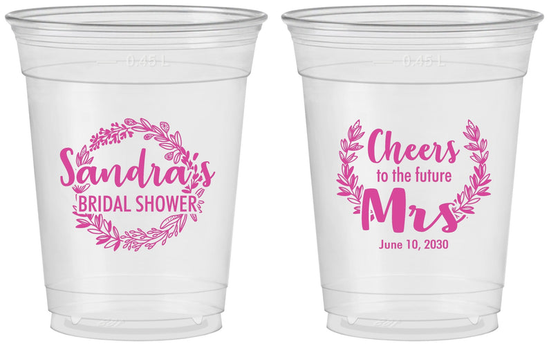 Custom Bridal Shower 16 oz Soft Sided Clear Cups - Future Mrs | 100015