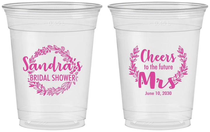 Custom Bridal Shower 16 oz Soft Sided Clear Cups - Future Mrs | 100015