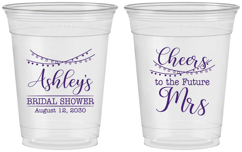 Custom Bridal Shower 16 oz Soft Sided Clear Cups - Future Mrs | 100018