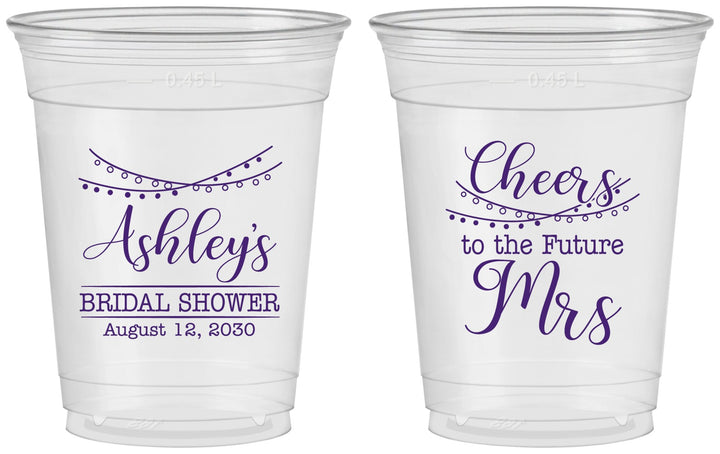 Custom Bridal Shower 16 oz Soft Sided Clear Cups - Future Mrs | 100018