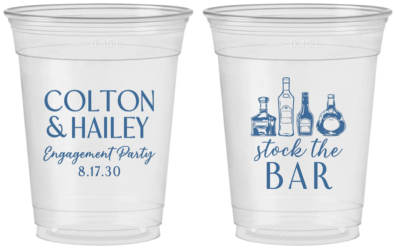 Custom Engagement 16 oz Soft Sided Clear Cups - Stock The Bar | 10005