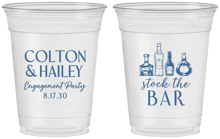 Custom Engagement 16 oz Soft Sided Clear Cups - Stock The Bar | 10005