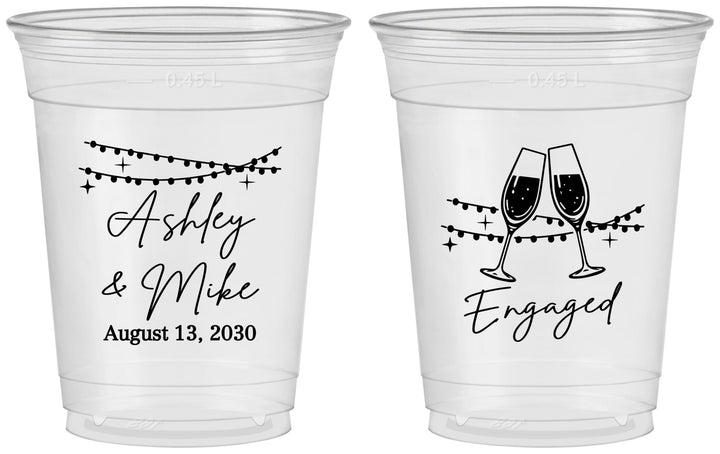 Custom Engagement 16 oz Soft Sided Clear Cups - Engaged | 10007