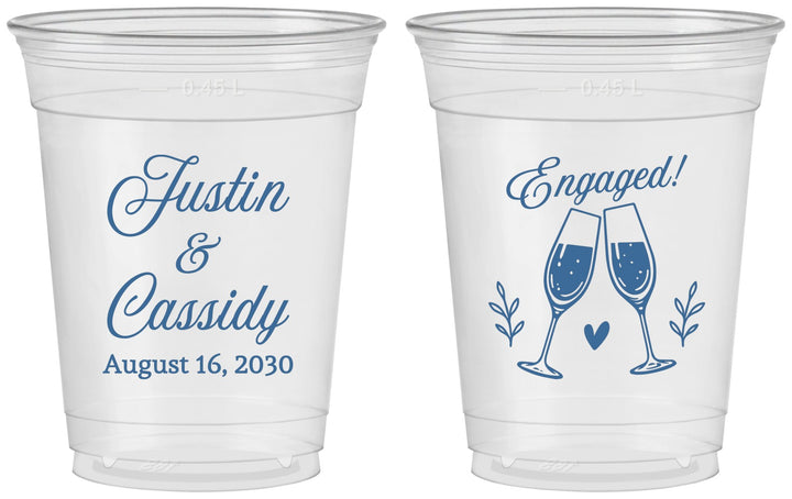 Custom Engagement 16 oz Soft Sided Clear Cups - Engaged | 10013