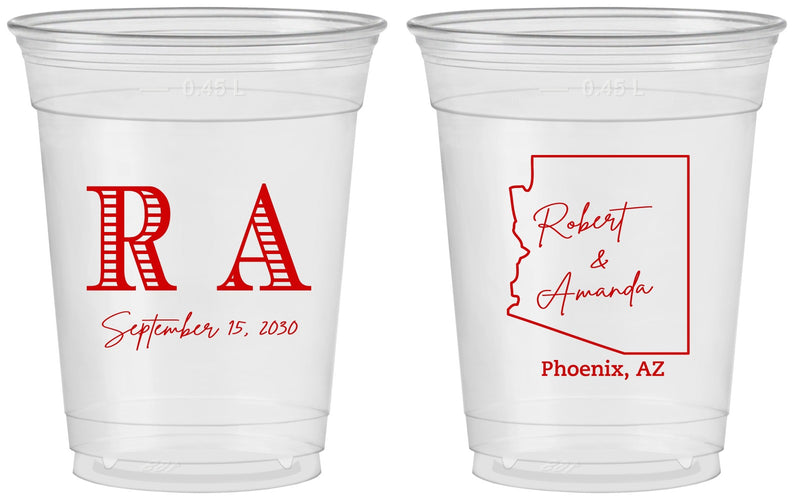 Custom Wedding 16 oz Soft Sided Clear Cups - Arizona | 102