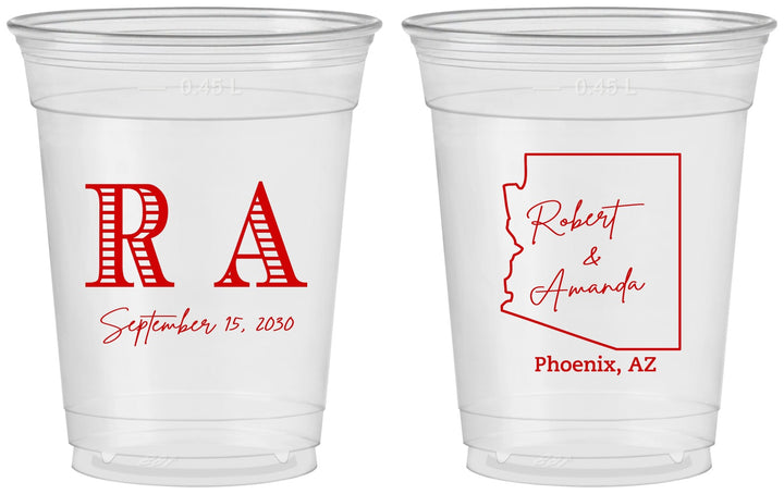 Custom Wedding 16 oz Soft Sided Clear Cups - Arizona | 102