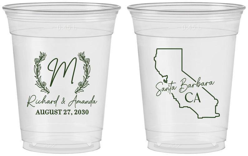 Custom Wedding 16 oz Soft Sided Clear Cups - California | 104
