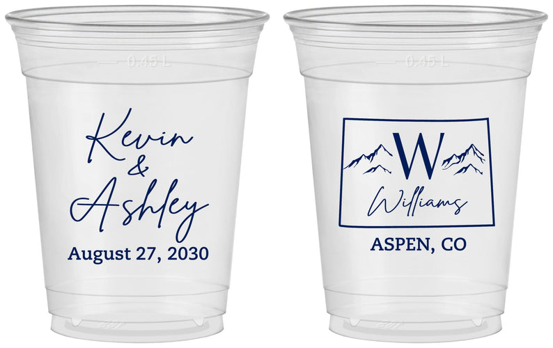 Custom Wedding 16 oz Soft Sided Clear Cups - Colorado | 105